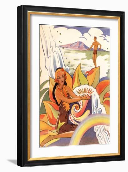 Hawaiian Scene, Graphics-null-Framed Art Print