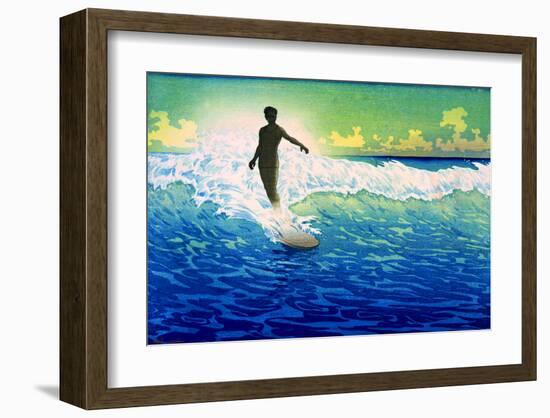 Hawaiian Surfer Sunrise-null-Framed Giclee Print