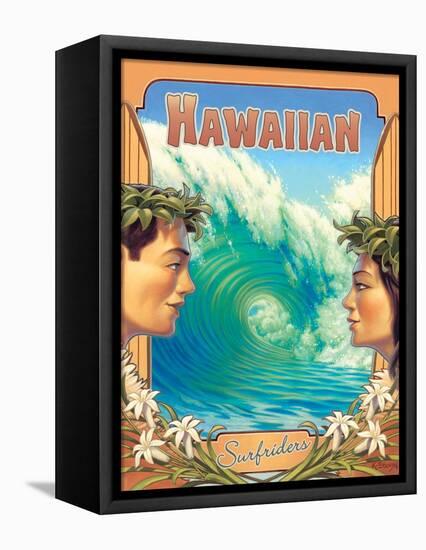 Hawaiian Surfers-Kerne Erickson-Framed Stretched Canvas