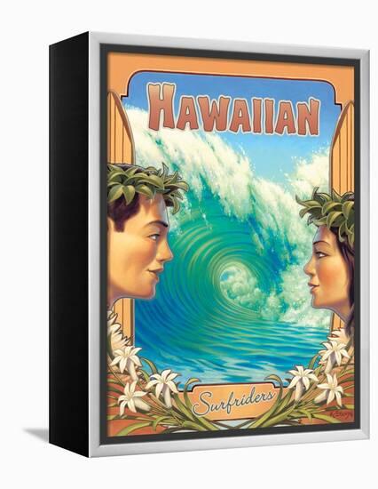 Hawaiian Surfers-Kerne Erickson-Framed Stretched Canvas