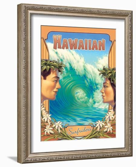 Hawaiian Surfers-Kerne Erickson-Framed Art Print