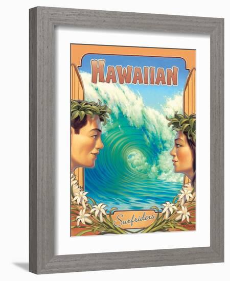 Hawaiian Surfers-Kerne Erickson-Framed Art Print
