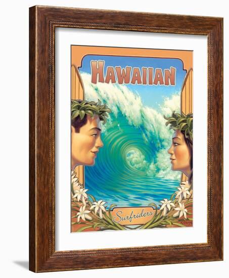 Hawaiian Surfers-Kerne Erickson-Framed Art Print