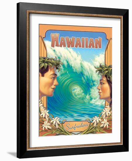 Hawaiian Surfers-Kerne Erickson-Framed Art Print