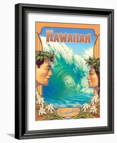 Hawaiian Surfers-Kerne Erickson-Framed Art Print