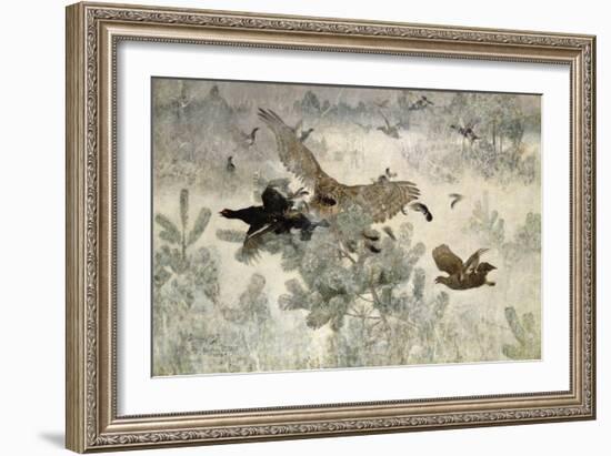 Hawk and Black Game, 1884-Bruno Andreas Liljefors-Framed Giclee Print