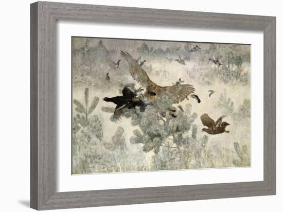 Hawk and Black Game, 1884-Bruno Andreas Liljefors-Framed Giclee Print