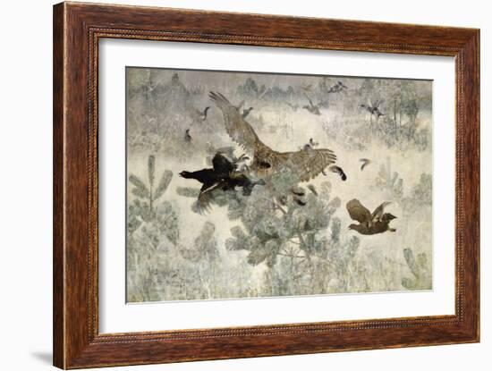 Hawk and Black Game, 1884-Bruno Andreas Liljefors-Framed Giclee Print