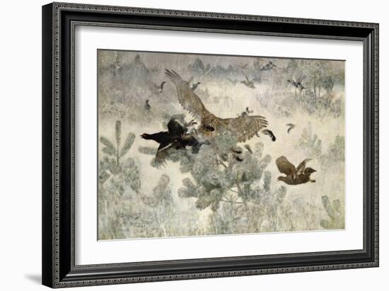 Hawk and Black Game, 1884-Bruno Andreas Liljefors-Framed Giclee Print