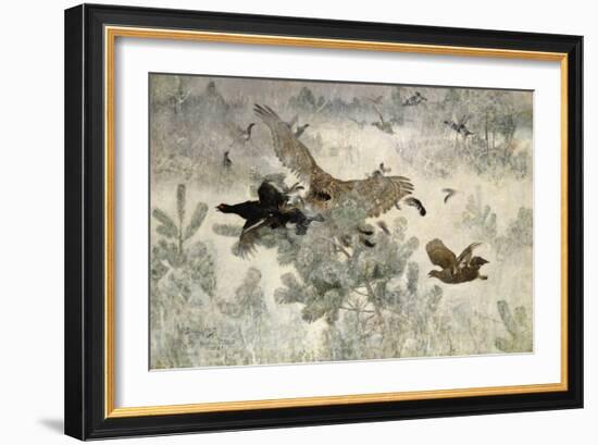 Hawk and Black Game, 1884-Bruno Andreas Liljefors-Framed Giclee Print