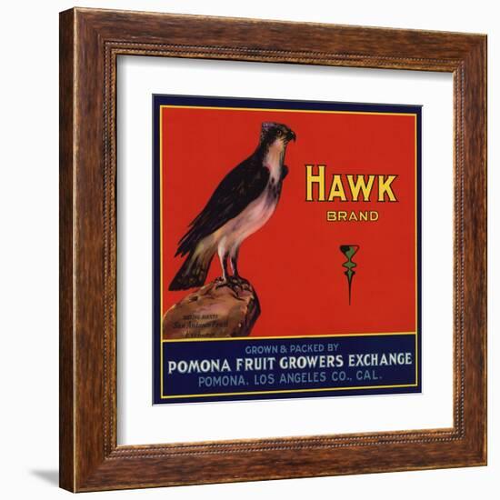 Hawk Brand - Pomona, California - Citrus Crate Label-Lantern Press-Framed Art Print