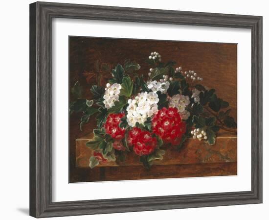 Hawthorn on a Marble Ledge-Johan Laurentz Jensen-Framed Giclee Print