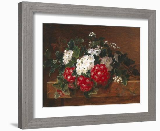 Hawthorn on a Marble Ledge-Johan Laurentz Jensen-Framed Giclee Print