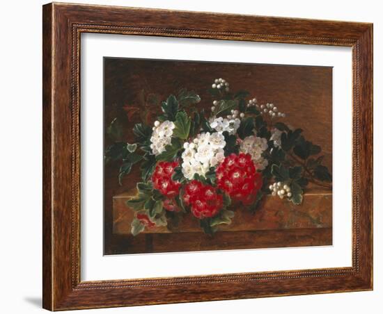 Hawthorn on a Marble Ledge-Johan Laurentz Jensen-Framed Giclee Print