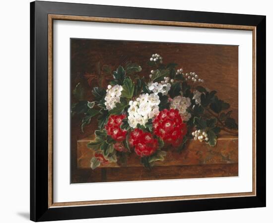 Hawthorn on a Marble Ledge-Johan Laurentz Jensen-Framed Giclee Print