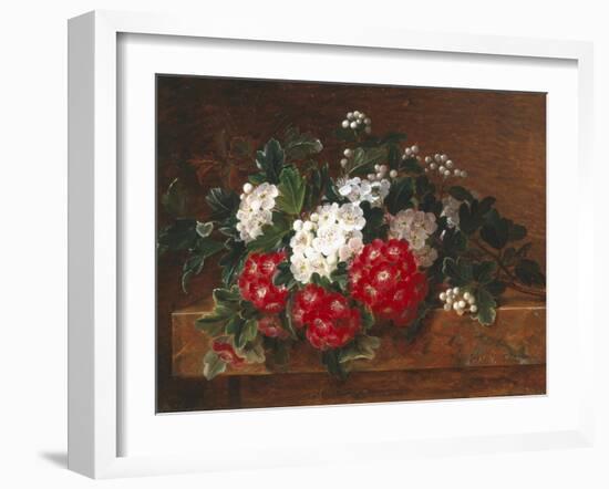 Hawthorn on a Marble Ledge-Johan Laurentz Jensen-Framed Giclee Print