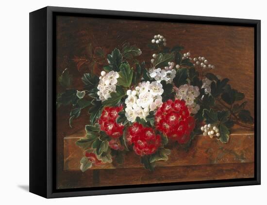 Hawthorn on a Marble Ledge-Johan Laurentz Jensen-Framed Premier Image Canvas