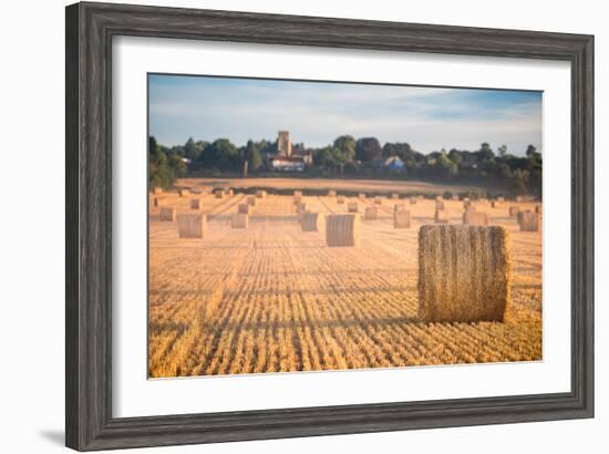 Hay bales in the Cuddesdon countryside, Oxfordshire, England, United Kingdom, Europe-John Alexander-Framed Photographic Print