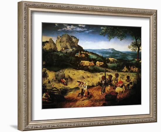 Hay Making, the Hay Harvest from the Series of Six Paintings The Seasons-Pieter Bruegel the Elder-Framed Giclee Print