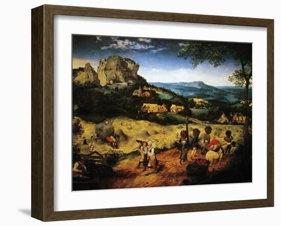 Hay Making, the Hay Harvest from the Series of Six Paintings The Seasons-Pieter Bruegel the Elder-Framed Giclee Print