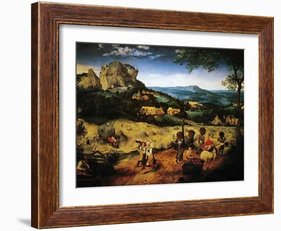 Hay Making, the Hay Harvest from the Series of Six Paintings The Seasons-Pieter Bruegel the Elder-Framed Giclee Print