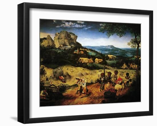 Hay Making, the Hay Harvest from the Series of Six Paintings The Seasons-Pieter Bruegel the Elder-Framed Giclee Print