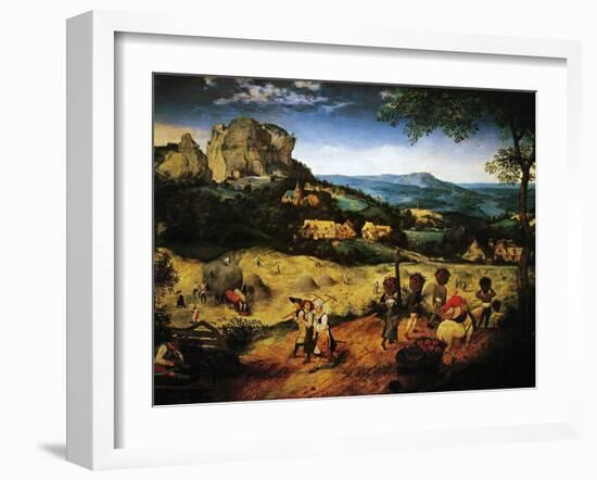 Hay Making, the Hay Harvest from the Series of Six Paintings The Seasons-Pieter Bruegel the Elder-Framed Giclee Print