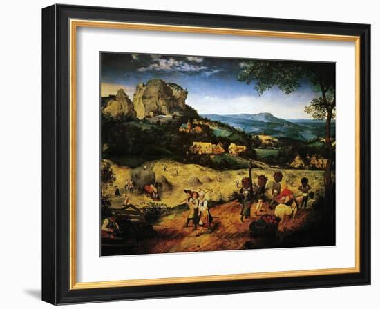 Hay Making, the Hay Harvest from the Series of Six Paintings The Seasons-Pieter Bruegel the Elder-Framed Giclee Print