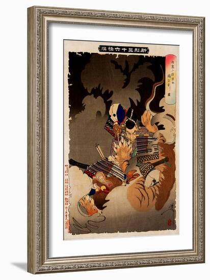 Hayata Killing a Nue, Thirty-Six Transformations-Yoshitoshi Tsukioka-Framed Giclee Print