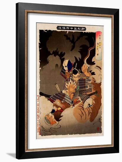 Hayata Killing a Nue, Thirty-Six Transformations-Yoshitoshi Tsukioka-Framed Giclee Print