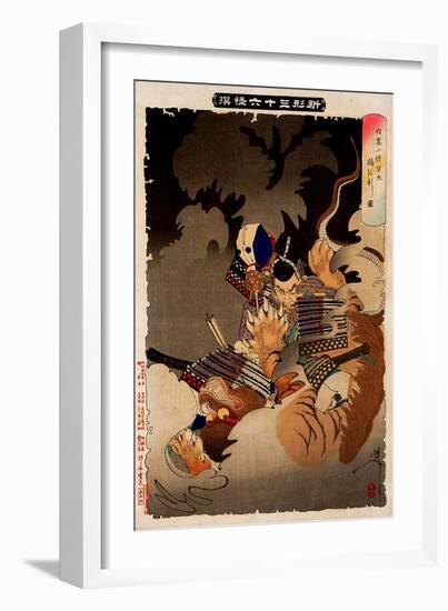 Hayata Killing a Nue, Thirty-Six Transformations-Yoshitoshi Tsukioka-Framed Giclee Print