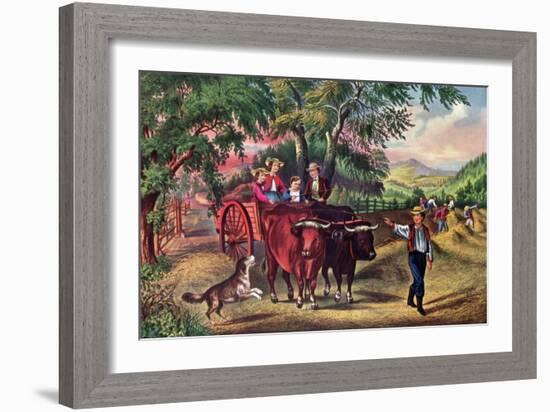 Haying Time, the First Load, 1868-Currier & Ives-Framed Giclee Print