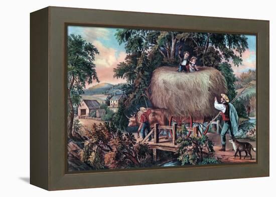 Haying Time, the Last Load, 1868-Currier & Ives-Framed Premier Image Canvas