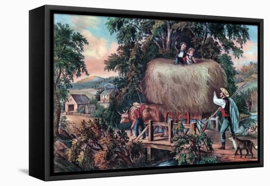 Haying Time, the Last Load, 1868-Currier & Ives-Framed Premier Image Canvas