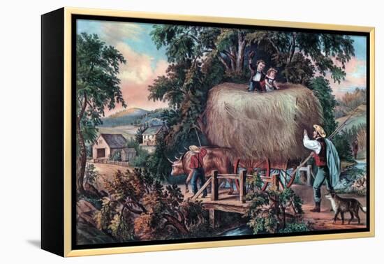 Haying Time, the Last Load, 1868-Currier & Ives-Framed Premier Image Canvas