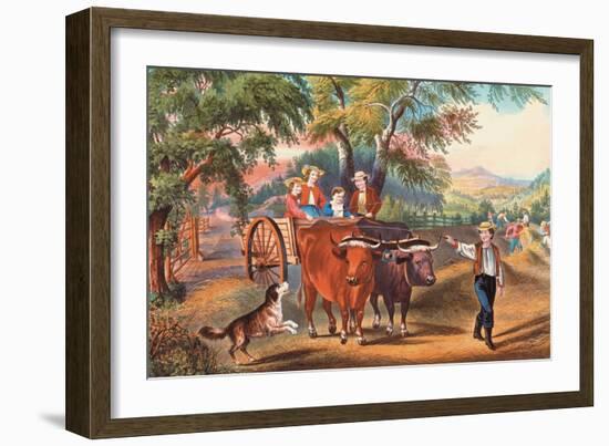 Haying Time-Currier & Ives-Framed Art Print