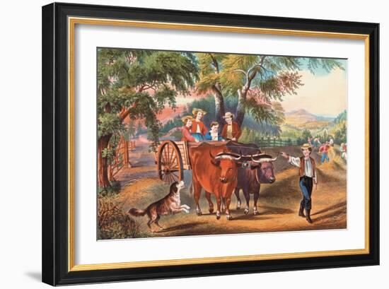 Haying Time-Currier & Ives-Framed Art Print