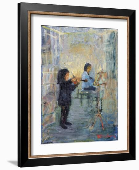 Hayley and Her Violin, 1995 (Oil on Canvas)-Patricia Espir-Framed Giclee Print