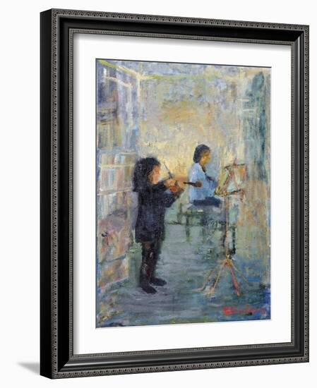 Hayley and Her Violin, 1995 (Oil on Canvas)-Patricia Espir-Framed Giclee Print