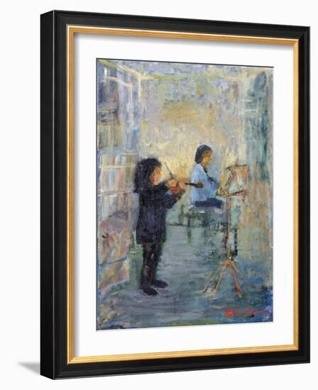 Hayley and Her Violin, 1995 (Oil on Canvas)-Patricia Espir-Framed Giclee Print
