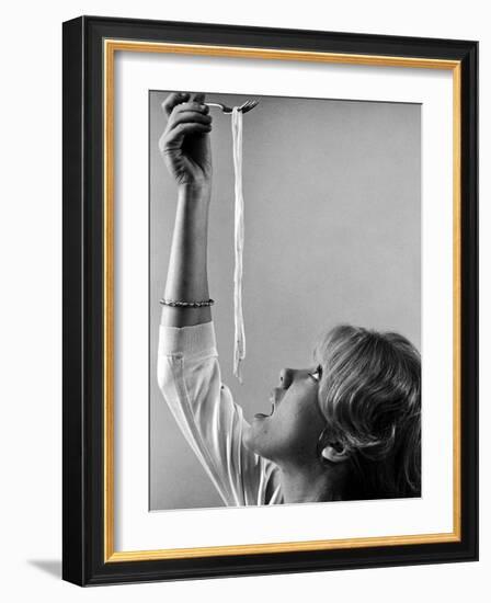 Hayley Mills Attempting to Eat Spaghetti-Ralph Crane-Framed Photographic Print