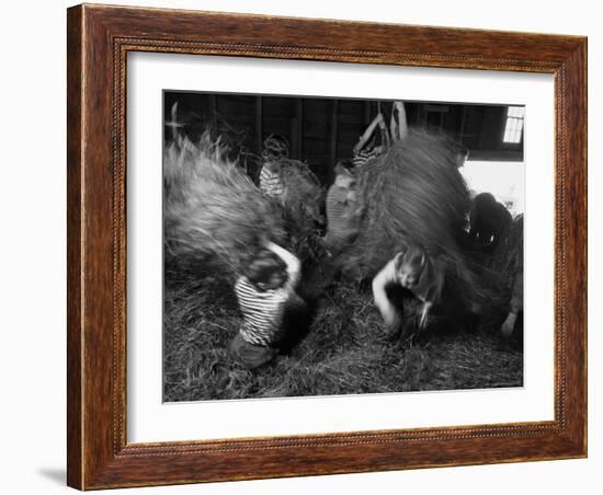 Hayloft Party, a Hay Fight Begins with a Surprise Onslaught Against the Girls-Alfred Eisenstaedt-Framed Photographic Print