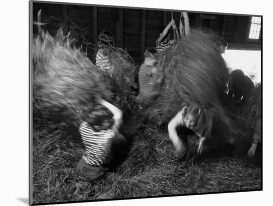 Hayloft Party, a Hay Fight Begins with a Surprise Onslaught Against the Girls-Alfred Eisenstaedt-Mounted Photographic Print