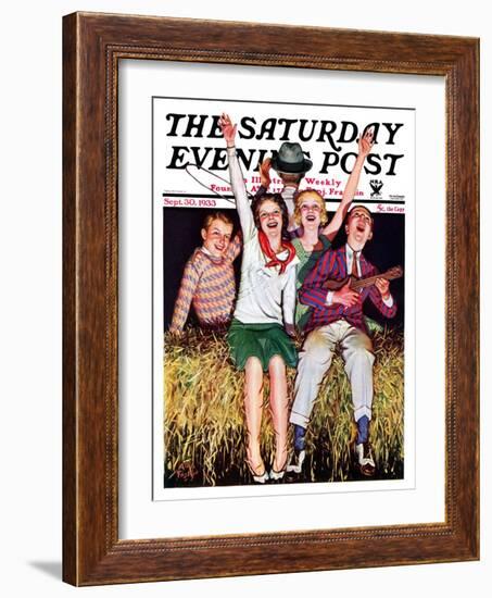 "Hayride," Saturday Evening Post Cover, September 30, 1933-Alan Foster-Framed Giclee Print