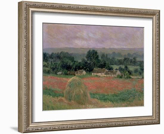 Haystack at Giverny, 1886-Claude Monet-Framed Giclee Print