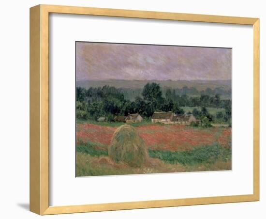 Haystack at Giverny, 1886-Claude Monet-Framed Giclee Print