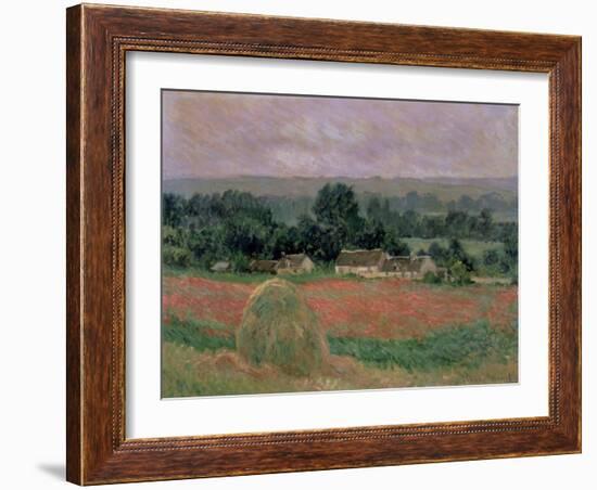 Haystack at Giverny, 1886-Claude Monet-Framed Giclee Print