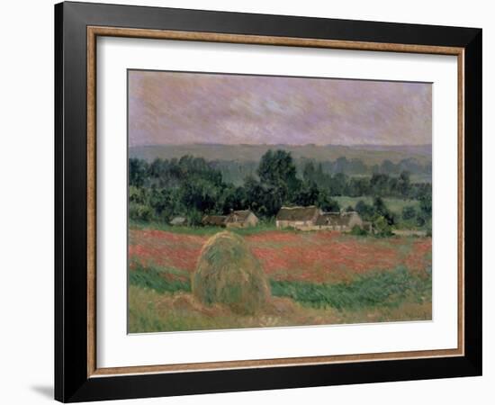 Haystack at Giverny, 1886-Claude Monet-Framed Giclee Print