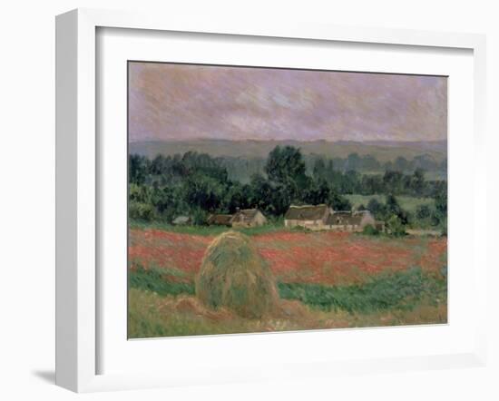 Haystack at Giverny, 1886-Claude Monet-Framed Giclee Print