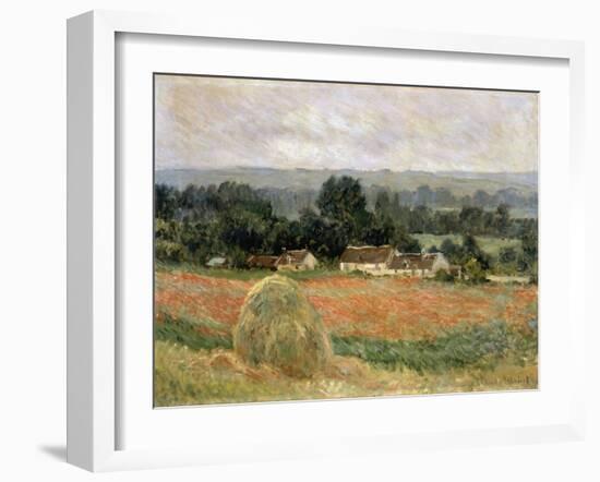 Haystack at Giverny, 1886-Claude Monet-Framed Giclee Print